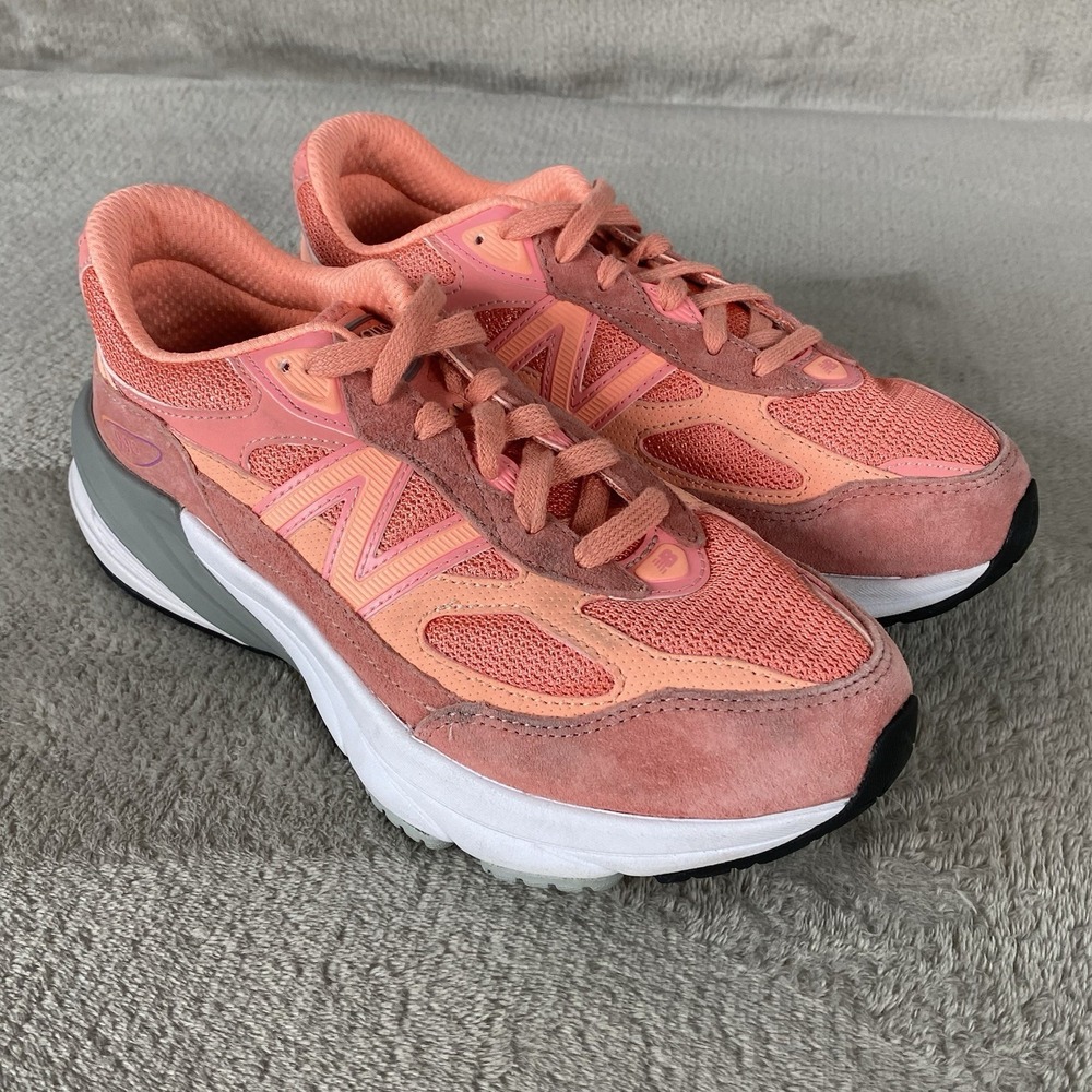 New Balance FuelCell 990v6 Kids 5.5 Womens 7 Pink Peach Suede Running Shoes